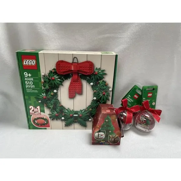 LEGO 40426 Christmas Wreath, Ornaments 854038 Reindeer 854037 Santa‎ 854050 Duo