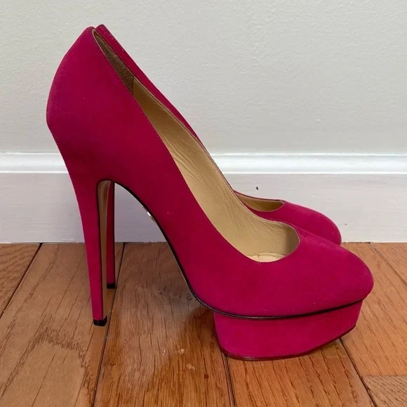 Charlotte Olympia Dolly platform heels pink‎ suede size 40