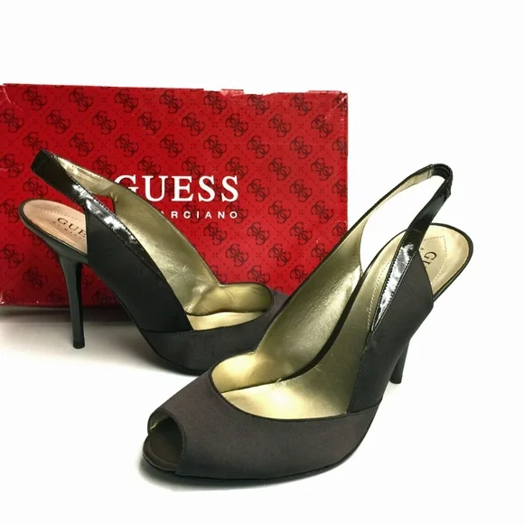 GUESS‎ Satin & Leather Slingback Heels