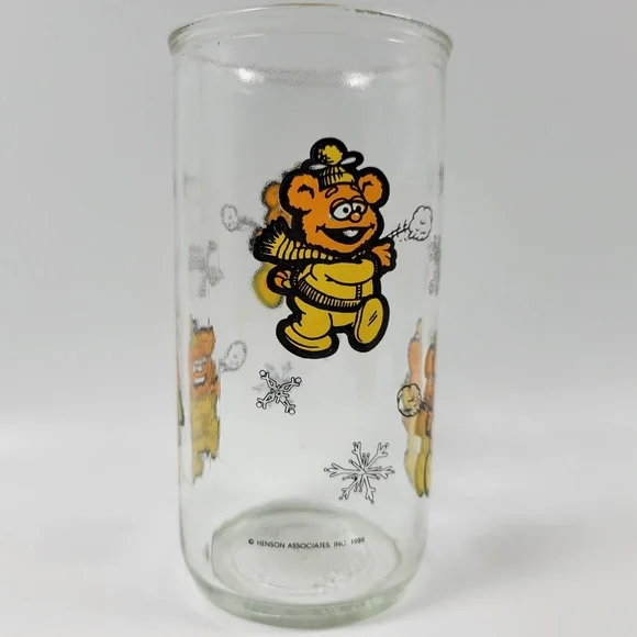 VTG Muppet Babies Fozzie Bear‎ Glass Cup Jim Henson Associates Muppets 1989