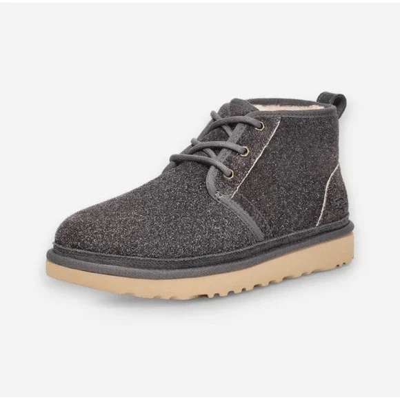 UGG Men's Neumel Shaggy Suede Chukka‎ Boot Lace-up Shoe Dark Grey #1158219 Sz 9