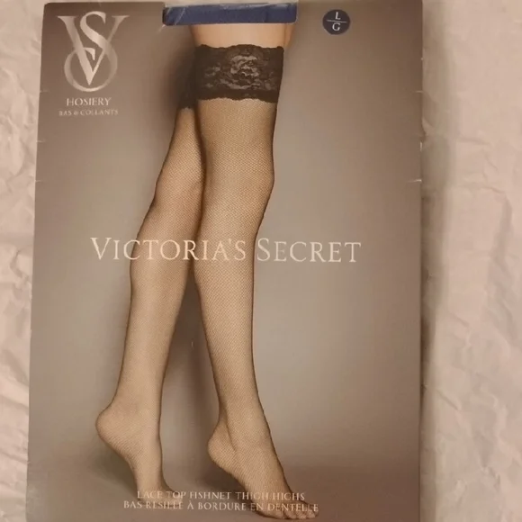 Victoria's Secret Lace Top Fishnet Thigh Highs Blue