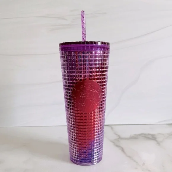 Starbucks Summer 2021 Pink/Purple Ombré Grid Vente Tumbler- 24oz