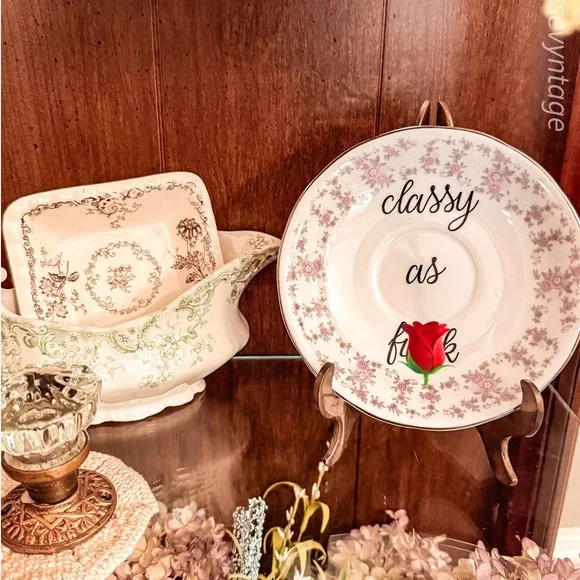 Floral‎ Classy Humor Saucer