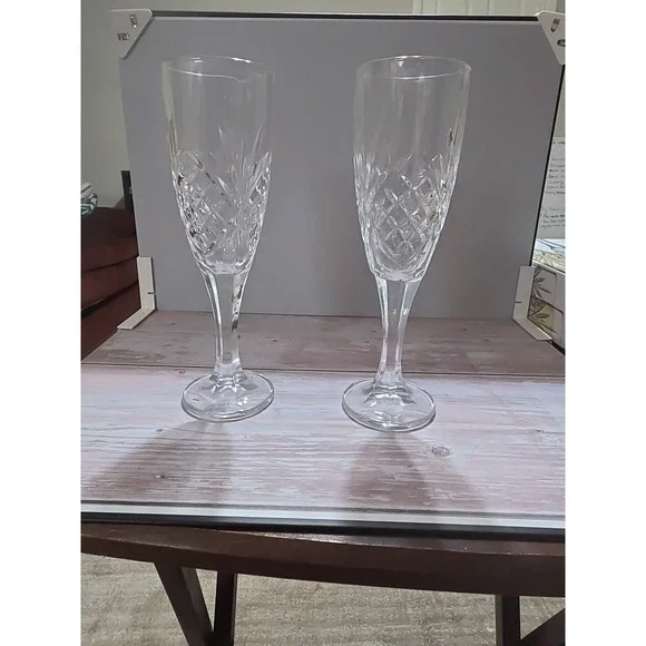 Godinger Dublin Shannon Crystal Champagne Flutes - Set of 2 - In Box