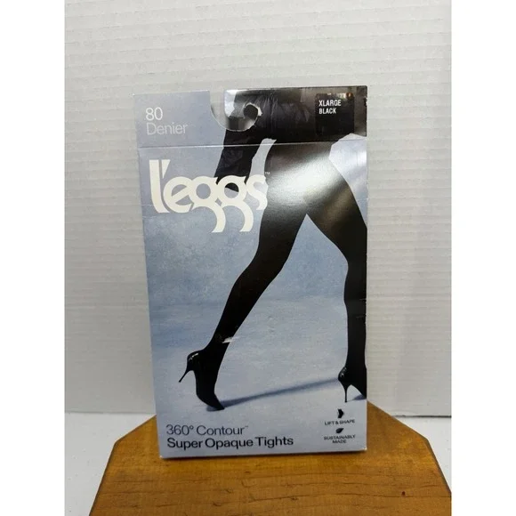 Leggs 360 Contour Super Opaque Tights 80 Denier Black XL Lift & Shape‎