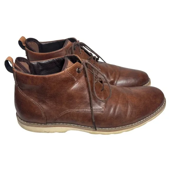 Steve‎ Madden Chukka Boots Mens Brown Faux Leather Lace Up Academia Gorpcore 13