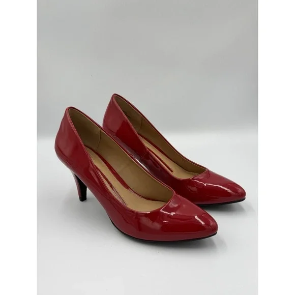 New Directions Dahlia Red Patent Pumps Women's 8.5 Pointed Toe Heel 3