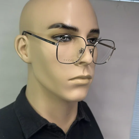 Gucci GG0946OA Square Metal Eyeglasses – Full Rim Frame for Men