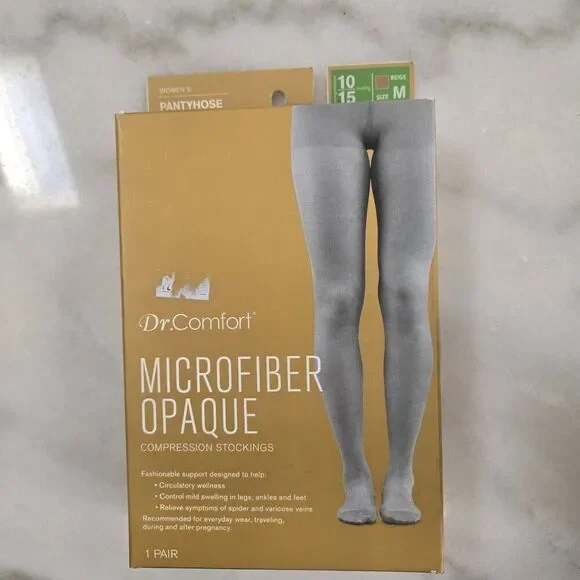 Dr. Comfort Opaque 10-15 mmHg Pantyhose Beige Compression Stockings Size M
