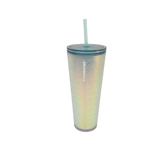 Starbucks Iridescent Pearlescent Siren Scale Cold Cup Tumbler Lid Straw 24oz