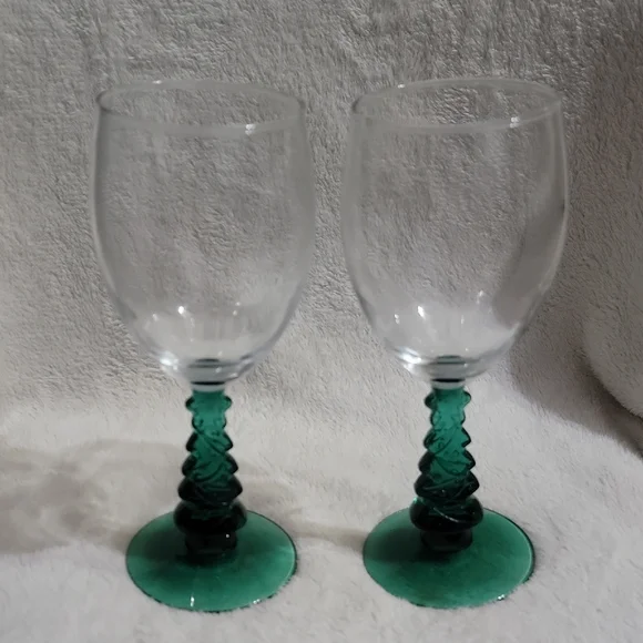 Vintage Libbey Glass Christmas tree stem goblets