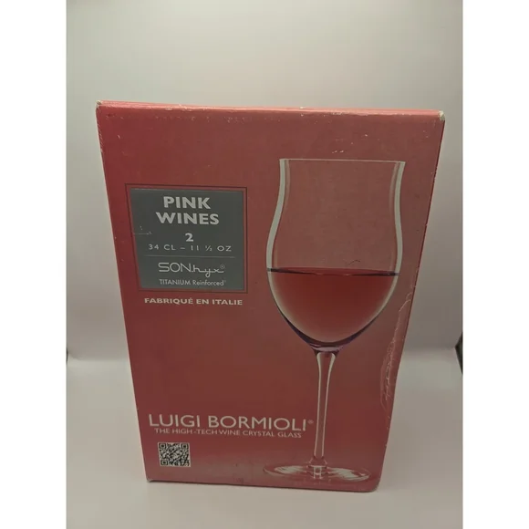 Luigi Bormioli Pink Wine Crystal Glasses Set Of‎ 2 11.5oz