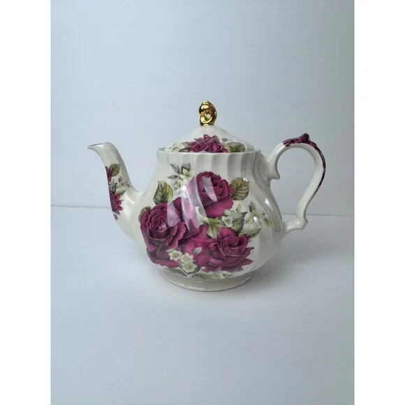 James Sadler England Vintage Windsor Tea Pot with Red Roses