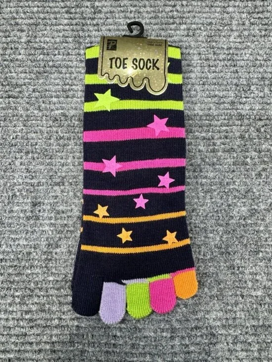 Vintage Toe Socks Women’s One Size Multicolor Stripe Gripper Stars 90s Y2K NEW