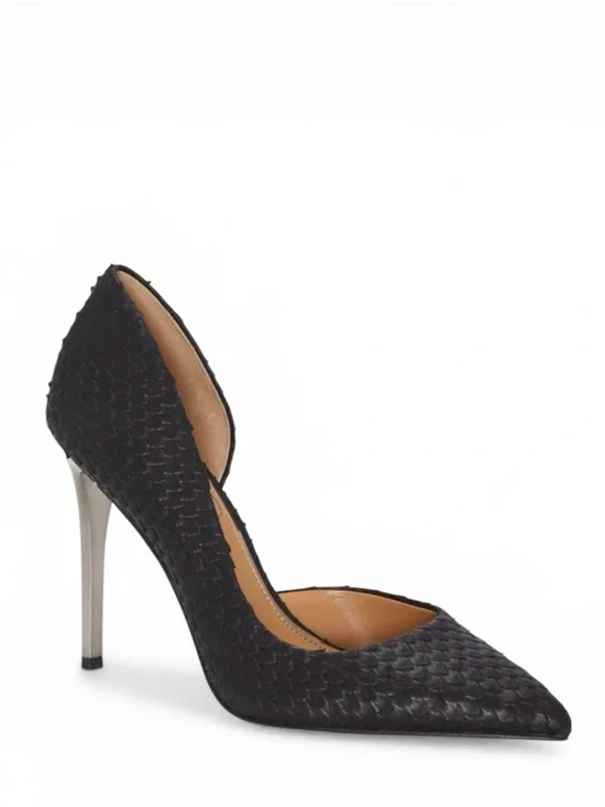 Jessica Simpson Pheona Pump Black Leather Pointed Toe Stiletto Heels Size 9