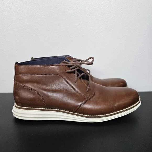 Cole Haan Boots Mens 10 Brown Original Grand Leather Chukka Casual Comfort Shoes
