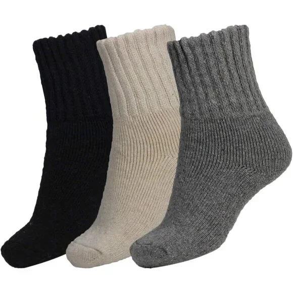 Women's Mix Color Winter Solid Thick Warm Imported Cozy Crew Boot Socks