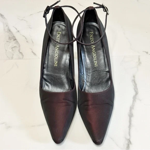 Enzo Angiolini Pump 10N Ankle Strap Pointy Toe Fabric