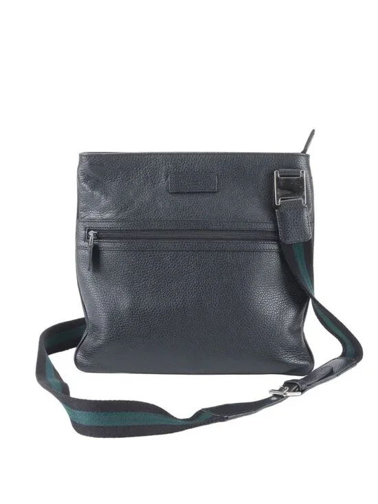 Gucci Leather Shoulder Bag Crossbody Messenger Business Tote Black