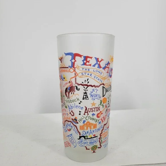 Catstudio‎ Texas State Frosted Highball Glass Souvenir Map Tumbler 2011 15oz