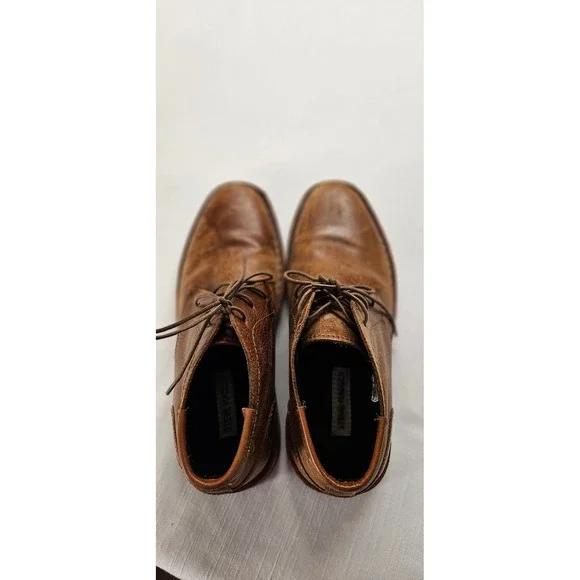 Steve Madden Harken 247 Mens Cognac Leather Chukka Boots Size 7 Brown Lace Up