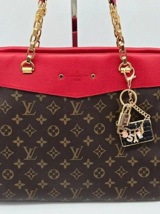 Authentic Louis Vuitton Padlock & Key Gold ✨Unbranded Tweed Bag Charm Keychain