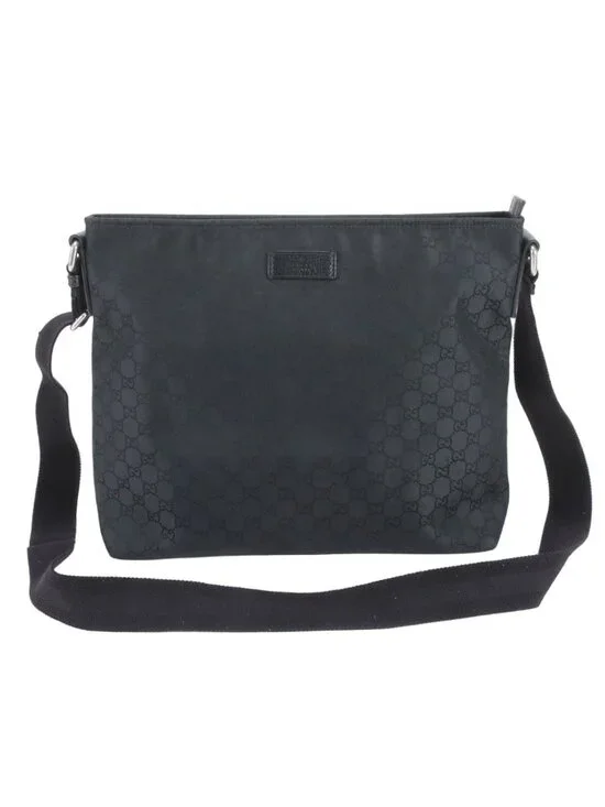Gucci GG Nylon Leather Shoulder Bag Crossbody Messenger Business Tote