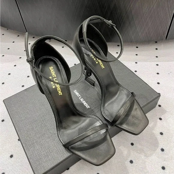 Saint Laurent Black Strappy Heels