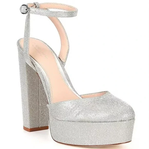 Antonio Melani x Born on Fifth Liv Metallic Glitter Closed Toe Platform Pumps 9