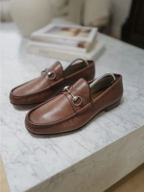 Gucci Classic Men's Brown Leather Horsebit Loafers 9