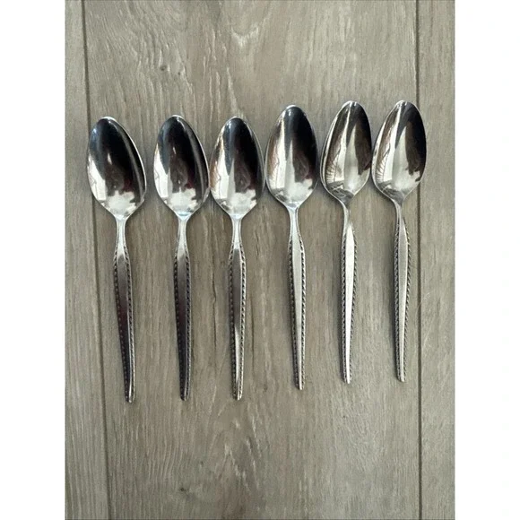 6 PCs National‎ Stainless Vintage Granada Pattern Flatware Teaspoons Japan