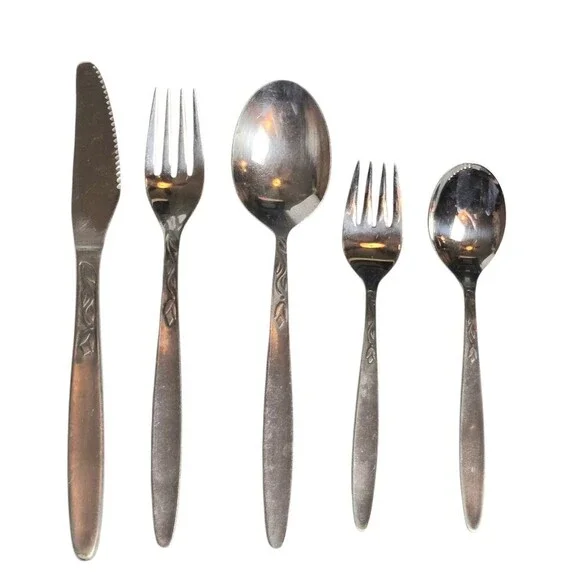Amefa‎ Holland Tulip Time Mid Century Stainless Steel 39pc. Partial Flatware Set