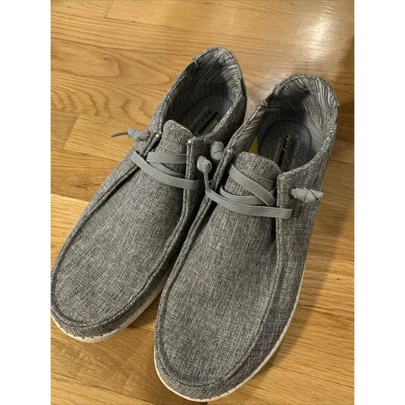 SKECHERS Men's Relaxed Fit Slip On‎ Size 12 Gray Memory Foam 59988 Shoes