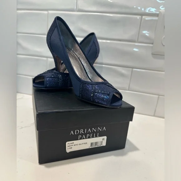 Adrianna Papell Midnight Blue Glitter Heels