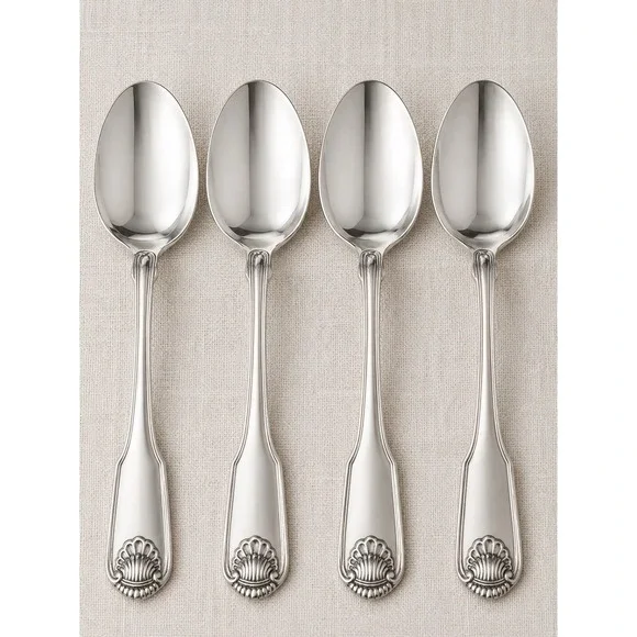 Oneida Classic Shell Heirloom 18/10 Stainless Teaspoons Qty 4