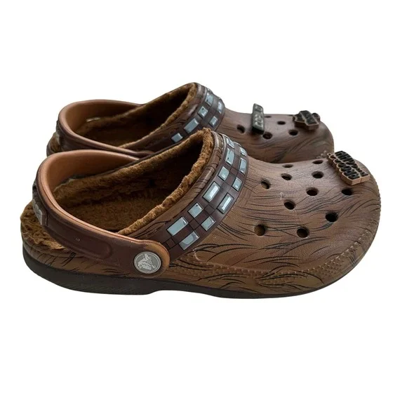 Crocs‎ x Star Wars Chewbacca Fuzz Lined Clogs Brown Men 4 Women 6 Jibbitz Charms