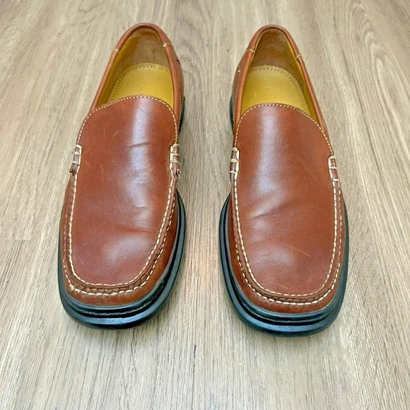 Cole Haan Air Sole Leather Slip On Loafers Congnac Brown Men's Casual 10