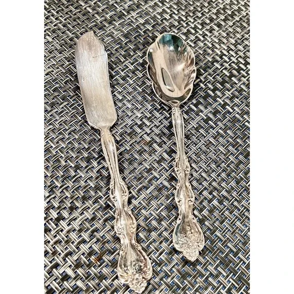 Vtg International Silverplate Interlude Pattern Sugar Spoon and Butter Kn (1971)