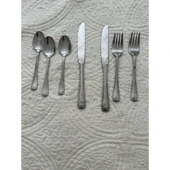 Pfaltzgraff Biscayne Flatware Mixed Lot 7pc Silverware Stainless Steel Vintage