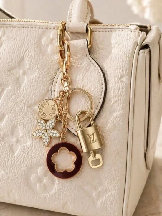 Louis Vuitton Authentic Gold Lock 🔒 Unbranded Flower Keychain Charm for Bags