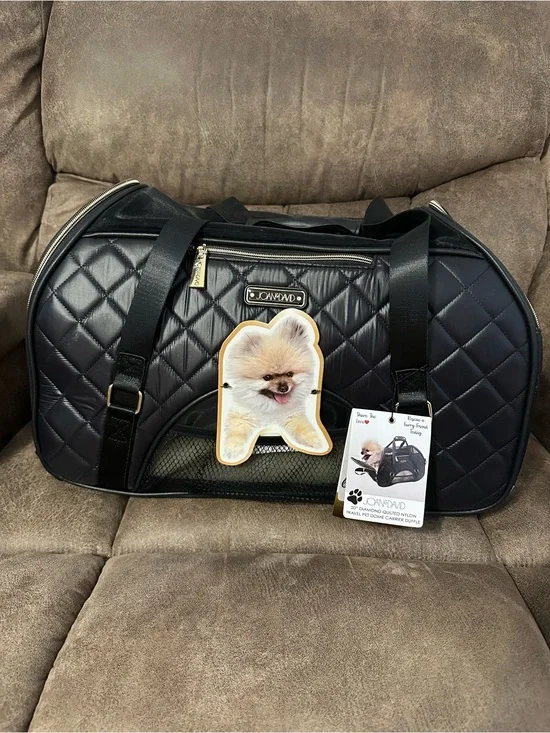 Joan & David Black Quilted Pet Carrier
