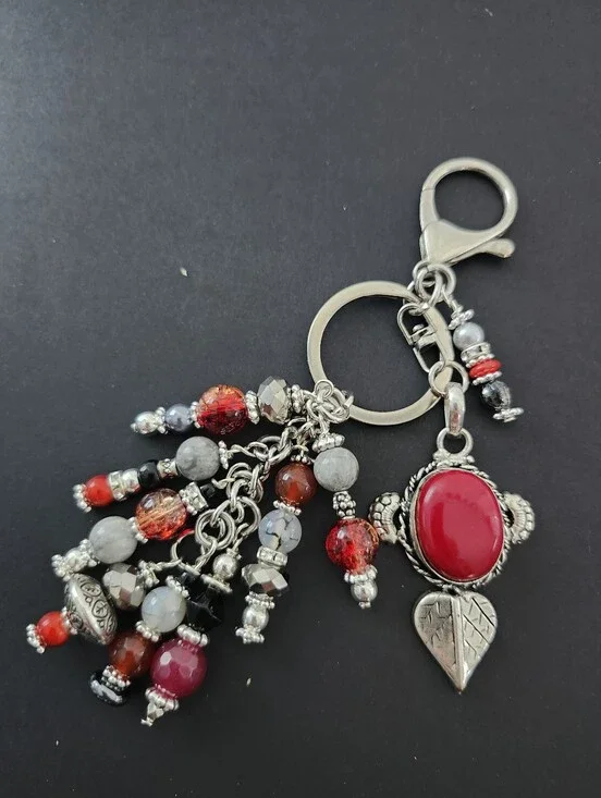 Southwest Red Purse Charm or Keychain Carnelian Picasso Jasper Handcrafted