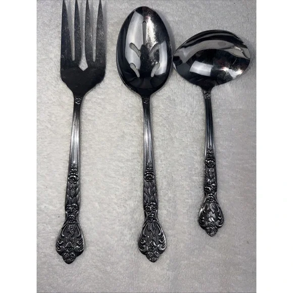 Versailles By MSI Japan Stainless 3 Pc Serving Gravy Ladle Fork & Slotted Spoon
