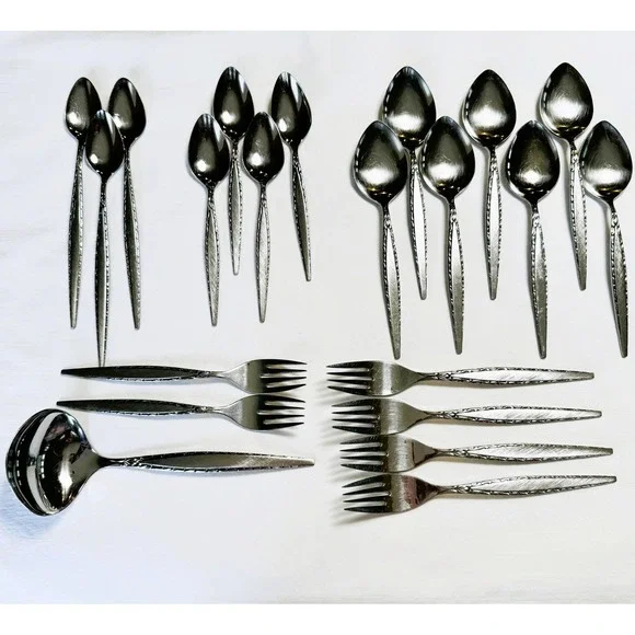 Oneida Community VENETIA Stainless Flatware Burnished Lot 21 Pcs Forks Spoons