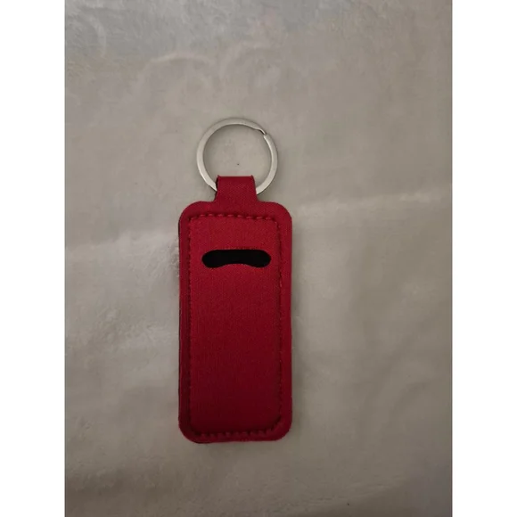 Women's Red Lip Balm Holder Keychain One Size