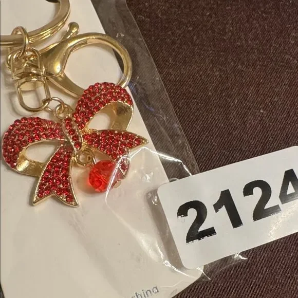 2124 Rhinestone Bow Key Ring, Bag Charm