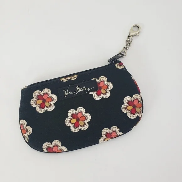Vera Bradley keychain card case black floral