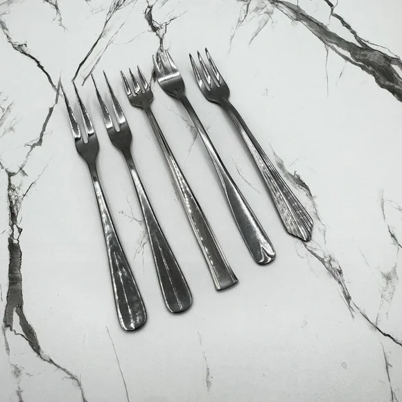 Stainless Cocktail Seafood Forks Flatware Vintage Mixed Lot of 5 MCM