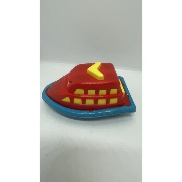 Amloid Toys Inc Plastic Red Yellow Blue Boat 5.5‎ Long